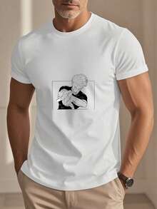 Tienda Local, Camisas de Hombre, Ropa de Hombre, Camisetas para Hombre, Camisa de Hombre, Camiseta Blanca y Negra  180G, Estampado de Anime, Camiseta de Alta Calidad, Cuello Redondo, Corte Holgado Básico, para Hombres y Mujeres, Transpirable, Versátil, Lavable a Máquina, Cómoda, Tallas S ~ 3XL, Diario, Casual, Deportivo, Esencial para el Verano.Y2k Camiseta Camisa De Y2k Camiseta Camisa De - Blanco - Ver 2