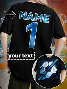 High-Quality Short-Sleeved T-Shirt With A World Cup Print For Youth, Featuring A Low-Poly Ice Blue Football Design With Dark Trophy Pattern Elements. Suitable For Watching Matches, Everyday Wear, And Gatherings With Friends. A Great Collectible Item For Football Fans. For Teenagers, New Arrival 2026 - 100% Breathable Cotton - 黑色 - 查看 2
