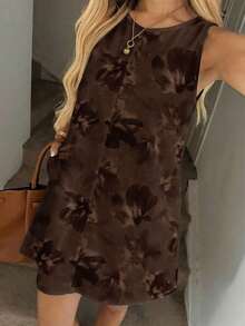 Vestido casual de mujer de línea A sin mangas a rayas con bolsillos acolchados, conjunto elegante de vacaciones, estilo retro lujoso - Multicolor 5 - Ver 6