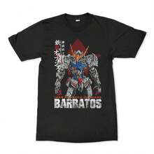 Camiseta Gundam I1ROnBlooded OrpH1ans Barbatos, tallas para hombre y mujer GUN328113. Camiseta de algodón suave de 220 g para hombre y mujer, confeccionada con un tejido premium duradero y agradable al tacto, ideal para todo tipo de cuerpo y para uso diario. Camisetas casuales transpirables y ligeras, conjuntos elegantes para otoño, perfectas para el día a día, actividades al aire libre, viajes, vacaciones y fiestas temáticas durante todo el año. - Negro - Ver 1