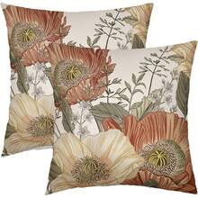 2pcs Vintage Floral Throw Pillow Covers, 12*20 Inch Rust Orange & Yellow Leaf Decorative Sofa Cushion Covers, Farmhouse Style Linen Pillow Shams For Living Room Outdoor Decor, Single-Sided, Inserts Not Included. - Multicolor - View 15