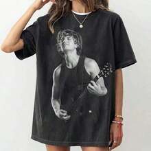 Camiseta Negra para Mujer de Joe Keery - Cuello Redondo Clásico de Algodón, Camiseta Básica Suave para Uso Diario - Multicolor - Ver 1