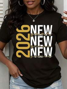 1 Women's "Grace Praise" Gold Print T-Shirt 2026, Casual Style, Ideal For Everyday Wear, Church Attire, Motivational Statement Graphic Tee, 180g, 100% Cotton. - 黑色 - 查看 12