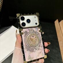 方形水晶蝴蝶手机壳，带指环支架，兼容三星 Galaxy A56/A17/S24 Ultra/S24 Plus/S24/S23 Ultra/S23 Plus/S23/S22 Ultra/S22 Plus/S22/S21 Ultra/S21 Plus/S21 FE/S23 FE/A35/A56/A55 - 粉色 - 查看 2