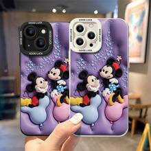Disney Mickey & Minnie Mouse Phone Case, Purple Love Protective Cover. Compatible With IPhone 17, 16, 15, 14, 13, 12, 11 Pro Series And Galaxy S22, S23, S24, S25 Models, Featuring Plush-Style Mickey And Minnie Sitting On Heart-Shaped Balloons Against A Purple Puffy Background With Floating Hearts, Perfect For Romantic Disney Fans, Ideal For Birthdays, Holidays, Anniversaries, Graduation Gifts, Or Any Special Occasion To Surprise Family, Friends, Classmates, And Loved Ones. - trắng - Xem 4