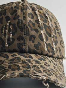 Topi Baseball Denim Motif Leopard American Vintage, Topi Pelindung Matahari Unisex dengan Huruf untuk Musim Semi dan Musim Panas, Membuat Wajah Terlihat Lebih Ramping & Serbaguna - B - View 5