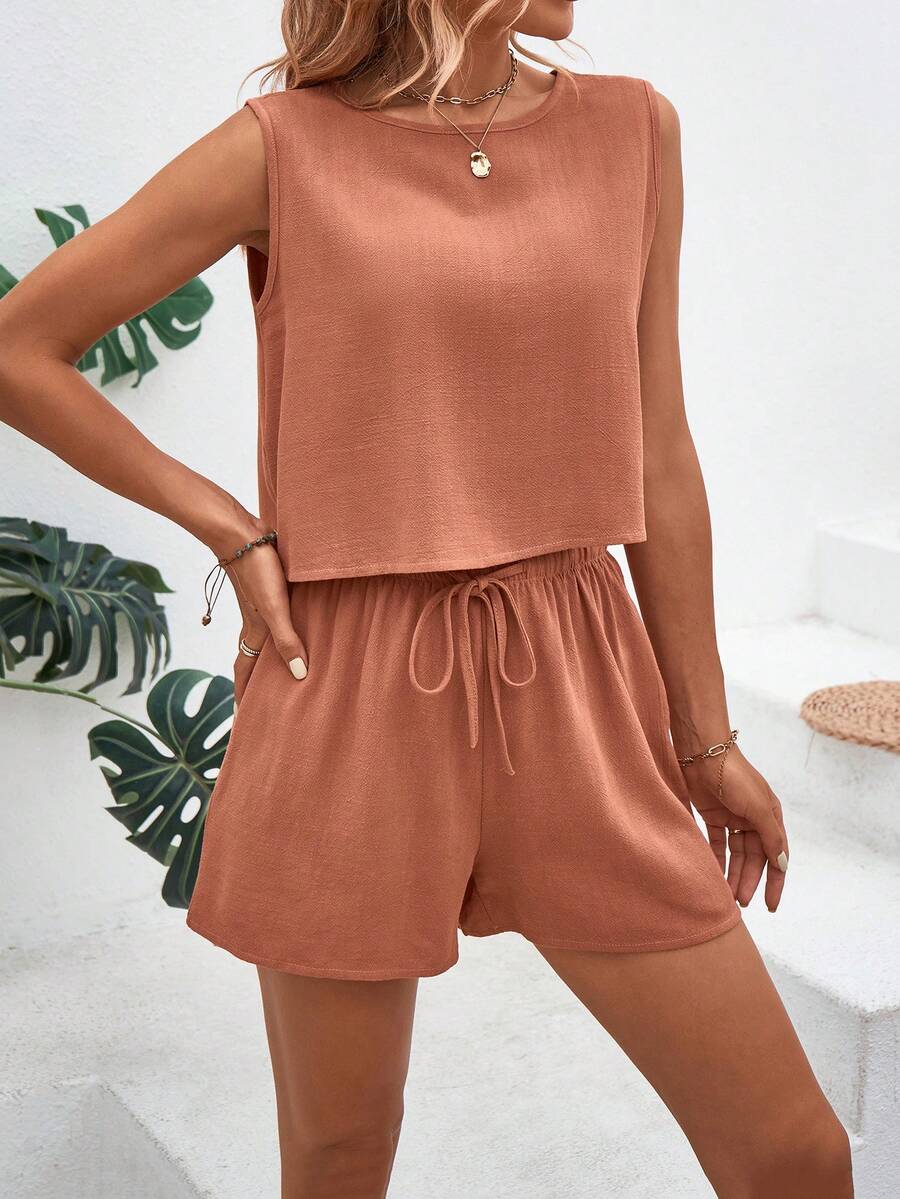 Women Two-Piece Outfits - Orange - View 1
