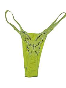 Butterfly Panties Kit 2 Microfiber Thong Lingerie Sexy Sensual Adjustable G-String - Rosa neón y amarillo neón - Ver 3