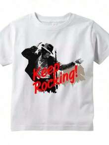 Graphic Print T-Shirt, Harajuku Rock Style, Casual Fashion, Short Sleeve, Round Neck, Women's T-Shirts, Women's Clothing. - 白色 - 查看 6