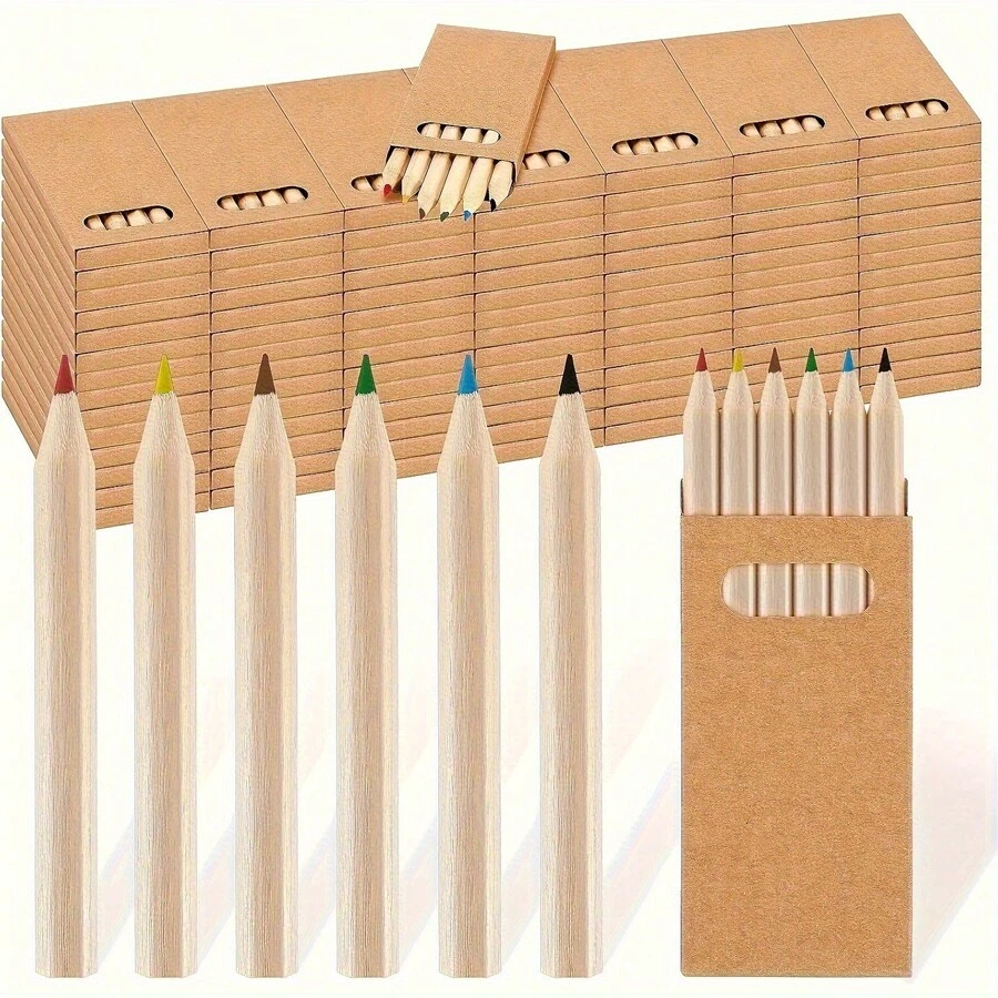 8.89cm Mini Colored Pencil Set, 6 Colors, Pre-Sharpened Wooden Pencils, Ideal For Art Projects, Crafts, Education, Drawing, Classroom Activities And Art Tools