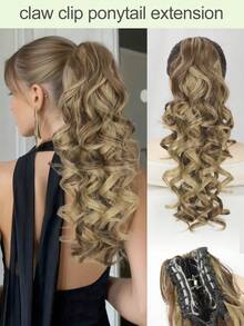 Extensiones de cabello rizado de 16 pulgadas de largo, pieza de cabello sintético con clip para un aspecto natural, para mujeres - Multicolor - Ver 11