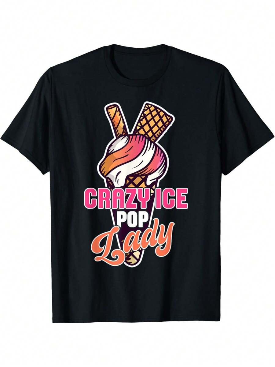 Las Indispensables Camisetas de Cuello Redondo de Algodón Puro Estampadas para Mujer en Verano Son Cómodas, Transpirables y Adecuadas para Ocasiones Casuales y Deportivas.Camiseta Y2k - Negro - Ver 1