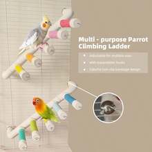 Dopamine Color Bird Climbing Frame, Parrot Climbing Frame, Bird Stand, Macaw And Cockatoo Multi-Functional Non-Slip Adjustable Climbing Frame, Expandable Colorful Combinable Climbing Perch, Bird Resting Ladder, Bird Cage Accessories - Style A - View 6