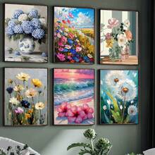 Bộ tranh sơn dầu kỹ thuật số 10"X14" - 6 món, không khung, bộ tranh acrylic tự vẽ dễ dàng chủ đề mùa hè thư giãn, đồ trang trí nhà cửa, quà tặng lý tưởng cho sinh nhật, Ngày của Cha, Giáng sinh, Ngày của Mẹ và Ngày Valentine, phù hợp cho người lớn và người mới bắt đầu. - Bình hoa mộng mơ - Xem 5