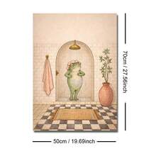 1pc Framed/Unframed Frog Taking A Shower Funny Canvas Poster Whimsical Animal Bathroom Wall Art Print Vintage Toilet Decor Funky Painting For Restroom,Bedroom,Modern Home Decoration - A - View 11