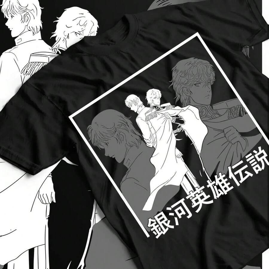 Camiseta Legend Heroes Galaxy Anime, RE1INhard, Camiseta Yang Comic, M1en and WoM1en Summer Cotton Cómoda Short Sve, Camiseta Casual de 220 g de algodón suave para hombres y mujeres, hecha de tela premium duradera y agradable para la piel con un tacto suave, adecuada para todas las formas corporales y para uso diario. Camisetas casuales transpirables y ligeras, conjuntos elegantes a juego para otoño, perfectas para la vida diaria, actividades al aire libre, viajes, vacaciones y diversas fiestas temáticas durante todo el año. - Negro - Ver 1