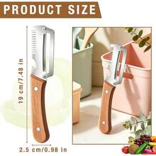2Pcs Multifunctional Vegetable,Zero Snag Wooden Peeler,Zero Snag Wooden Kitchen With Bottle Opener,3 In 1 Kitchen Gadgets Stainless Steel Peelers Fruit Veggie 0NDA - 1 - Xem 5