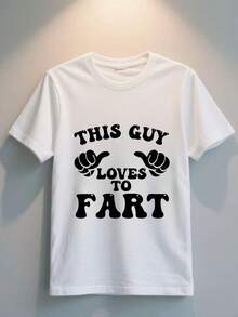Camiseta de Edición Limitada con Patrón Retro Divertido, Camiseta Casual Humorística para Hombre con Diseño Este Tipo Pedir Pedos, para Uso Diario en Verano y Otoño, Regalo para Amigos y Familiares, Algodón Ligero - Negro - Ver 8