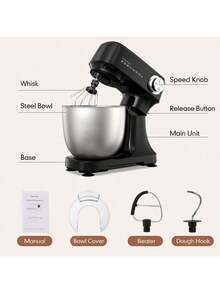 Kitchen Food Stand Mixer -Food Processor, Dough Kneader With Dough Hook, Beater And Whisk For Baking, Cakes And Most Home Chef Food Mixers - US A Type Plug(110-127V) - View 5