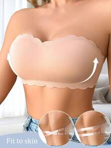 Comfortable Strapless Women's Bra, Wireless Backless Design Thin Sports Bralette - Apricot - View 7