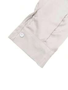 de unicolor de estilo europeo y americano de , diseño de cuello de satén, blusa elegante de manga larga y ajuste ceñido para primavera - Beis - Ver 6