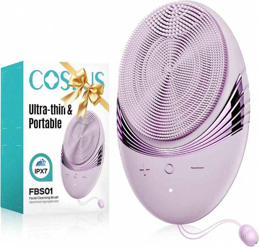 Facial Cleansing Brush Face Scrubber : Portable Silicone Waterproof Rechargeable Face Wash Brush, 5 Cleansing Modes, Electric Deep Cleaning For Men &Amp; Women, Removing Blackhead (Light Purple) - ColorC - 查看 1
