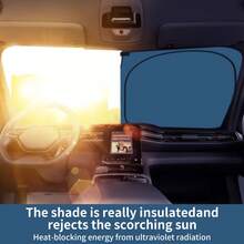 57" X 31" Windshield Sun Shade, Blocks 99% Of Heat To Keep Interior Cool, Universal Fit For Cars & SUVs, Summer Car Sun Shade, Sun Visor & Auto Accessories - Navy Blue - View 5