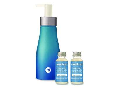  Method Refill + Reuse Foaming Hand Soap Refill Kit, Sea Minerals Scent, (2) 1 Oz Refill Bottles, 10 Oz Dispenser Bottle, 356001