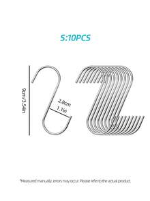 20Pcs Extra Large S-Shaped Hooks, Heavy Duty Stainless Steel Hooks, Multi-Purpose Hanging Hooks For Clothing Kitchen Utensils Tableware Plants Towels Garden Tools - Silver - View 11
