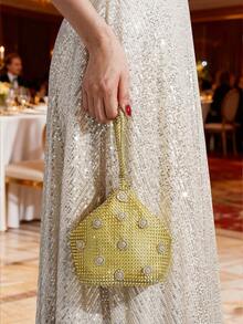 Women's Luxury Fashion Evening Bag With Rhinestone Decor, Suitable For Parties, Gatherings, Birthday Gifts, Matching Formal Dresses - Gold - View 2