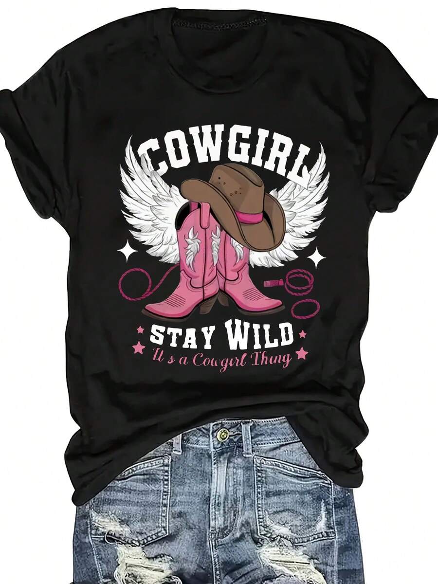 Plus Size - Plus Size - Plus Size Graphic Print T-Shirt, Short Sleeve Crew Neck Casual Top For Summer & Spring, Women'S Plus Size Clothing