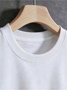 short-sleeve1 pieza Camiseta blanca con estampado de declaración para mujer, camisas, blusa blanca, camisetas gráficas para mujer, camiseta de cuello redondo casual unisex, tejido de punto ligero de 180 g/m², lavable a máquina, para primavera/verano/otoño, Halloween, Navidad, Día de San Valentín100% Cotton100% Cotton - Blanco - Ver 4