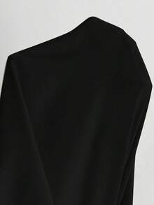 Blazer sin mangas de estilo elegante de color verde oliva para mujer, chaleco casual con solapa y botón en tela tejida lisa, corte regular - Negro - Ver 4