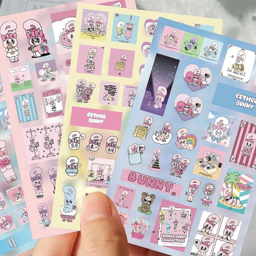 8 miếng dán hình thỏ Estherbunny, hình dán trang trí tường dễ thương chất lượng cao, chống thấm nước, phù hợp cho học sinh, trẻ em, bé trai, bé gái, người lớn. Có thể dùng để dán đổi hình, trang trí văn phòng phẩm, sổ kế hoạch, ốp điện thoại và sổ tay, trang trí DIY cho điện thoại, máy tính xách tay, hành lý, cốc, ván trượt, sổ tay, đàn guitar. Có thể dùng làm quà tặng ngày lễ, quà sinh nhật, quà tựu trường, quà tốt nghiệp, quà tặng tiệc tùng, hình dán kẹo nhỏ giọt, hình dán mèo con bị cháy nắng. - Nhiều màu - Xem 1