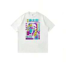 Women's T-Shirt. Unisex Casual Summer Short-Sleeved T-Shirt With Cartoon Print Of JoJoss , Jotaros Kujos And Star Platinum (Y2K Art). Comfortable And Lightweight - 白色的 - 查看 1
