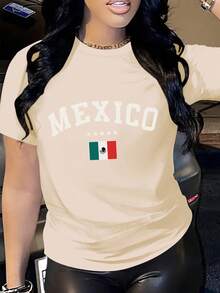 GiftJenelle Women's Short Sleeve Printed T-Shirt, Round Neck, Elegant Casual Fashion, Soft - 杏色 - 查看 7