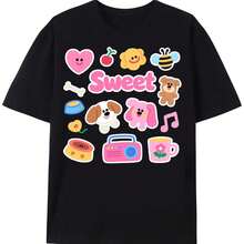 Graphic T-Shirt fclothes Men "Sweet" - Soft, Breathable clothes clothes, Shclothest-Sleeve Casual Pet Print clothes, Perfect fclothes Pet Lovers, Playful Daily Wear, Comfclothest Fit - Negro - Ver 1