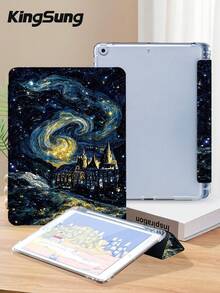 Kingsung 2026 Starry Castle Pattern Tablet Protective Case, Compatible With Ipad Air 8 (M4) 2026 (11 Inch), Air 8 (M4) 2026 (13 Inch), 9.7/10.2/10.5/10.9/12.9/Pro 11, 10th Gen, Air 8 (M4) 2026 (11/13 Inch), Galaxy Tab S6 Lite 10.4 Inch, Kindle Paperwhite 12th Gen 2024, Kindle 11th Gen 2022, Provides Soft Shock-Proof Protection, Supports Smart Stand/Auto Wake/Sleep Function - Multicolor - View 4