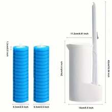 一套可溶解式马桶刷，配有16个可替换刷头，壁挂式设计，节省空间，强力去污，深度清洁浴室，通用型刷杆系统，适用于多种表面擦洗。这款高效替换套装专为小空间生活而设计，清洁无死角。 - 白色 - 查看 9
