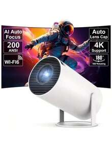 ZZPQVT Hy300pro New Smart Mini Projector, Supports 1080P Portable Projector, 2.4/5G WiFi Smart Projector, 50"-100" Screen, Home Video Projector, 180° Flip, Easier Outdoor Projection, Compatible With TV Stick/Windows/Android/HD/USB - EU C Type Plug(220-240V) - View 13