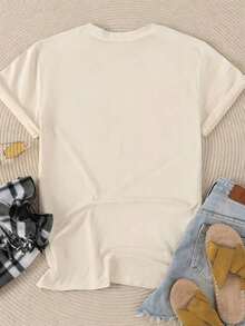CHICLY19 Graphic Tees Retirement Print T-Shirt, Women's Casual Short Sleeve Crew Neck T-Shirt, Funny Retirement Slogan Print, Loose Fit 100% Cotton Summer T-Shirts For Women, Perfect For Retirement Gift, Retirement Party, Daily Wear, Vacation, Summer Cotton T-Shirts. - 杏色 - 查看 7