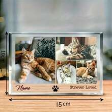 Customized Acrylic Photo Frame, Custom Cat Dog Photo Acrylic Plaque, Personalized Pet Memorial Gift, Horizontal Rectangular Desktop Display, Pet Sympathy Gift - Multicolor - View 3