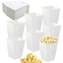 24 piezas/Set Cajas de palomitas de maíz blancas mini, Contenedores de palomitas de maíz blancas a granel, Adecuado para la decoración de la noche de cine - Blanco - View 2