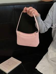 Bolso de red con flores y rosas para niña; Nuevo estilo de bolso de mano para cena; Bolso de hombro fresco y sencillo; Bolso de mano con flores - Rosa - Ver 5