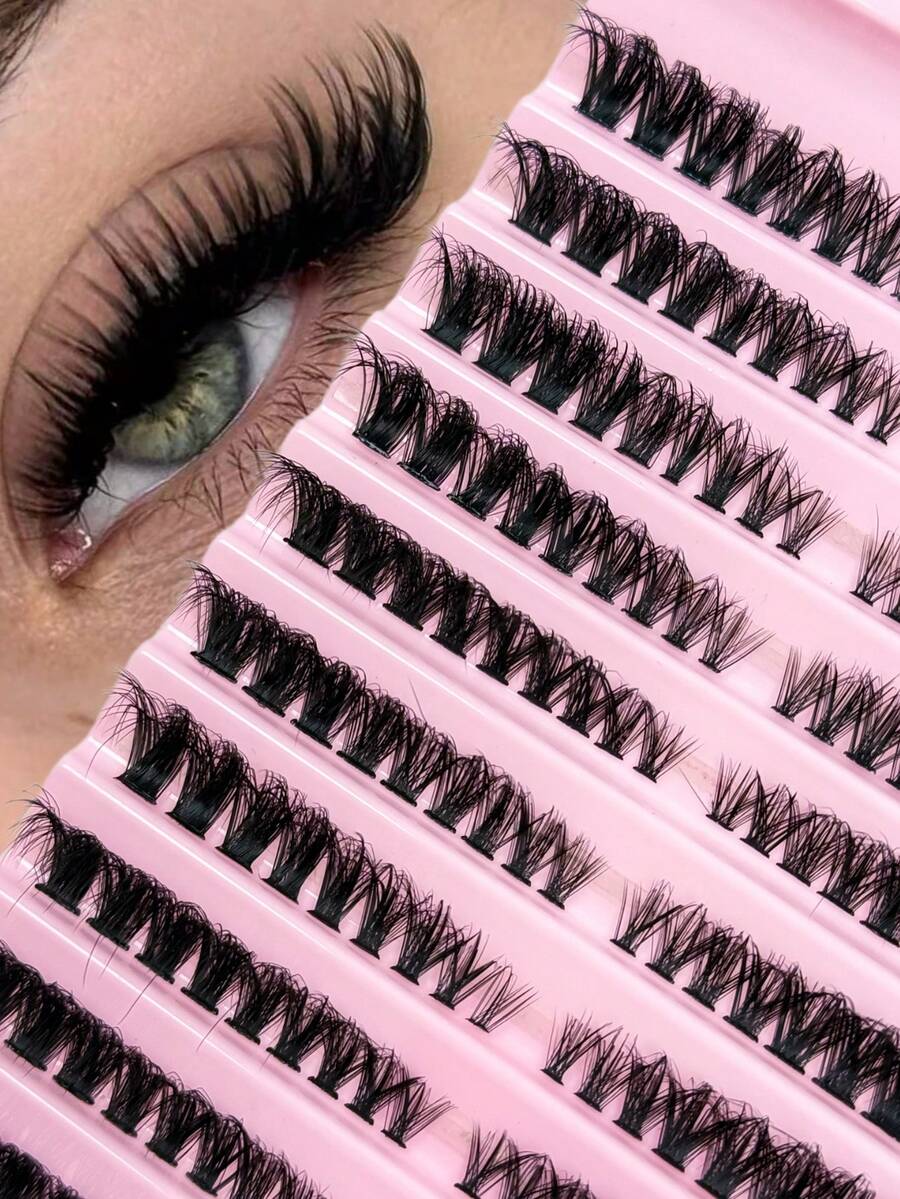10 Rows Lash Clusters Kit Fluffy Cat Eye Lashes Volume Wispy Individual Lashes Dramatic Eyelash Clusters Natural Look DIY Eyelash Extension Natural Long False Eyelashes Thick Curl Tail Elongated Eyelashes Reusable Cluster Lashes At Home,Perfect For Daily Life,Wedding,Party,Travel Lash Clusters Kit - C - View 1