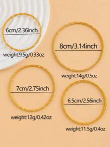 1pc Vintage 18K Gold Plated Copper Bangle Bracelet, Suitable For Daily Wear, Gift - Gold - View 2