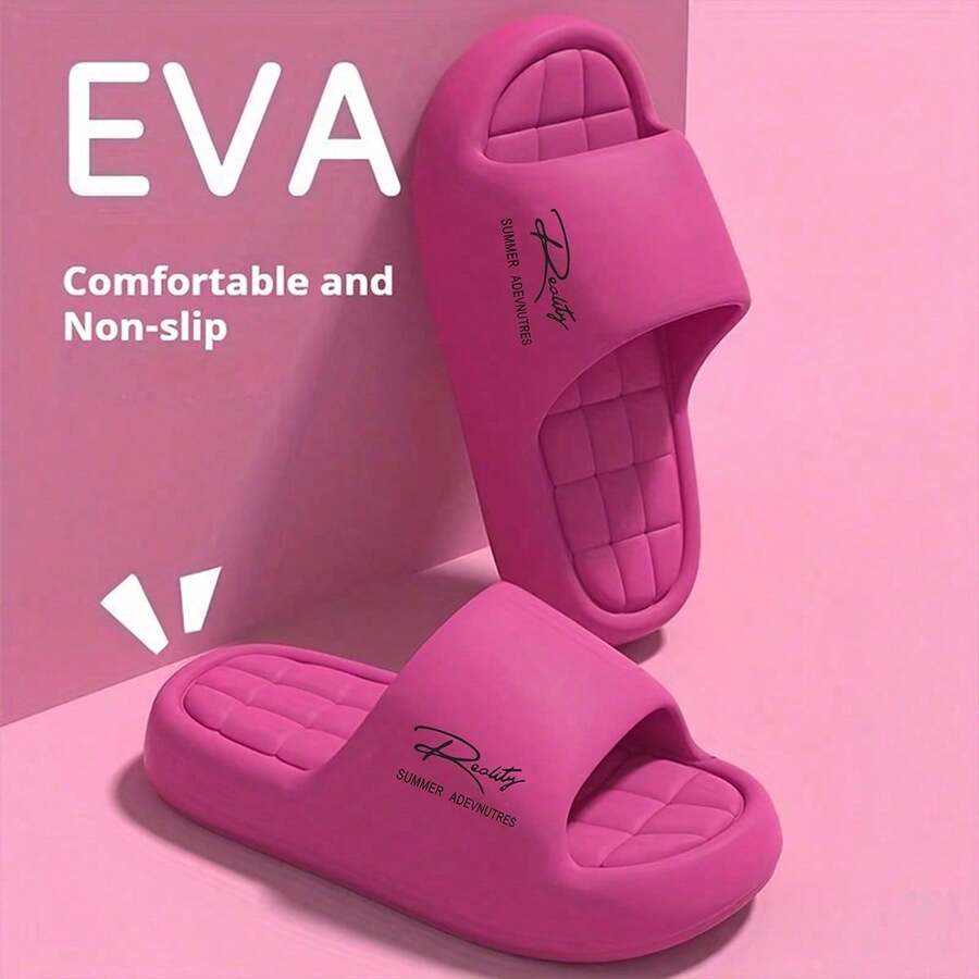 Hellobear 2026 Summer Couple Thick Sole Slides, Non-Slip Cloud-Soft EVA, Indoor & Bathroom Use - 粉色 - 查看 1