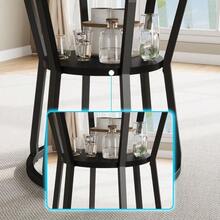 Space-Saving Round Dining Table For 4-6 Wood Dining Table With Storage Shelf, Robust Metal Legs, - Wood Color+Black - View 7
