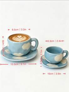 1 Set 90ml/300ml Ceramic Coffee Cup And Saucer, Microwave And Dishwasher , Suitable For Espresso And Arabic Coffee. Saudi Style Coffee Cup, Perfect For Afternoon Tea, Cafe And Kitchen - Perfect Gift - Multicolor - View 8
