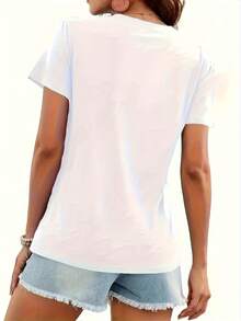 Soft 100% Cotton T-Shirt, Casual Women's T-Shirt, Breathable Cotton T-Shirt, Goes With Everything, Great. - 白色 - 查看 2